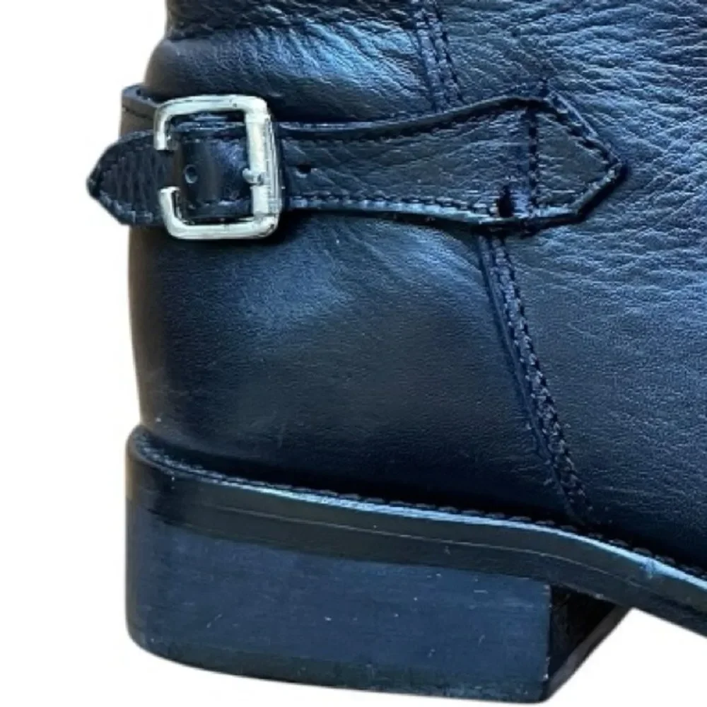 Steve Madden Above the knee Black Leather Silver Buckles Riding Boots Sz 8.5
